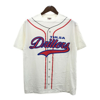 90年代 MiLB タルサ・ドラリーズ 半袖Ｔシャツ ホワイト (メンズ L) 中古 古着 Q6650(Tシャツ/カットソー(半袖/袖なし))