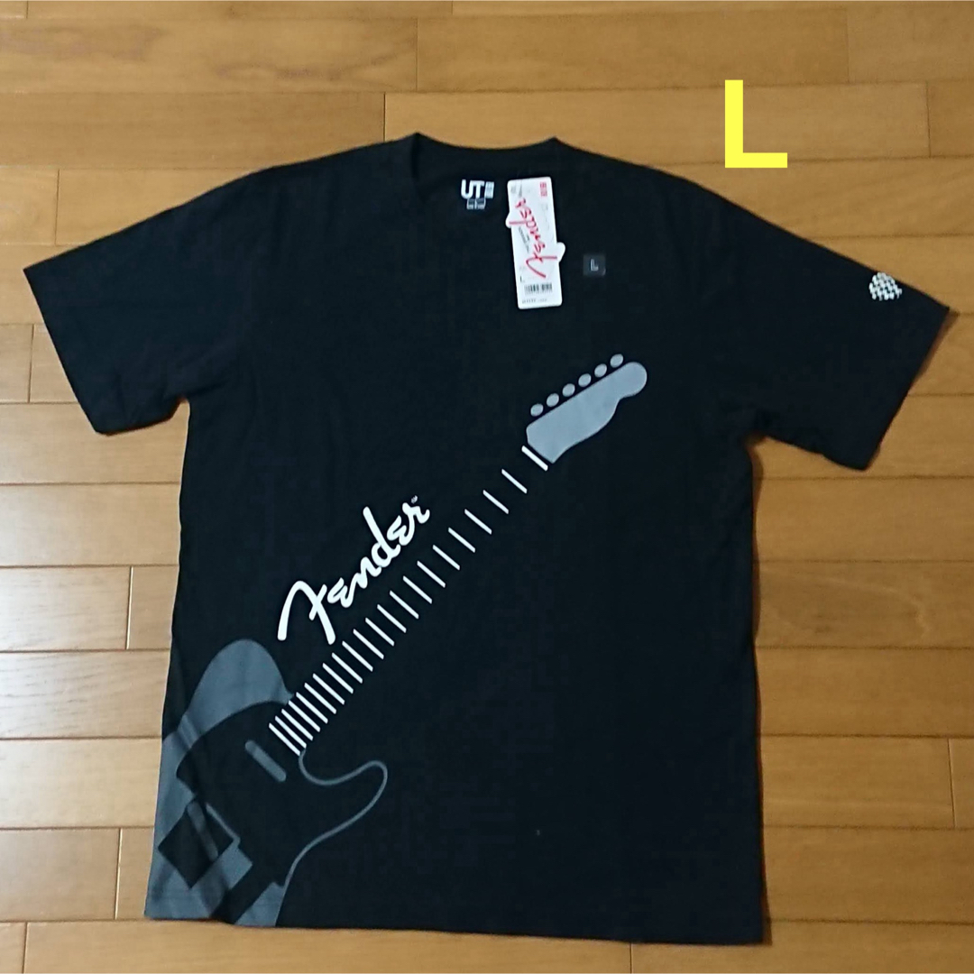 UNIQLO(ユニクロ)の新品☆ユニクロ L フェンダー シャツ 黒 半袖 メンズ レア 楽器 ギター メンズのトップス(Tシャツ/カットソー(半袖/袖なし))の商品写真