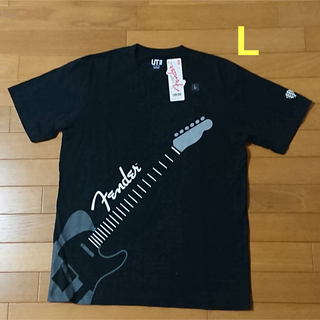 ユニクロ(UNIQLO)の新品☆ユニクロ L フェンダー シャツ 黒 半袖 メンズ レア 楽器 ギター(Tシャツ/カットソー(半袖/袖なし))
