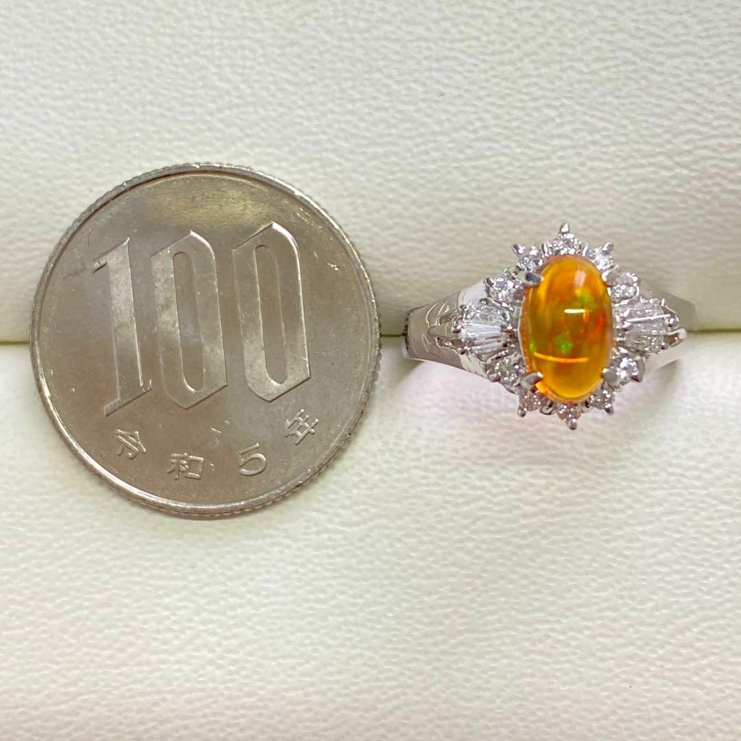 Pt900　メキシコオパール　0.89ct　ファイヤーオパール　10月誕生石 レディースのアクセサリー(リング(指輪))の商品写真