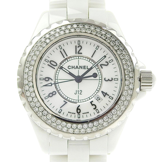 CHANEL - 【CHANEL】シャネル J12 H0967 ホワイトセラミック×ダイヤモンド クオーツ アナログ表示 レディース 白文字盤 腕時計