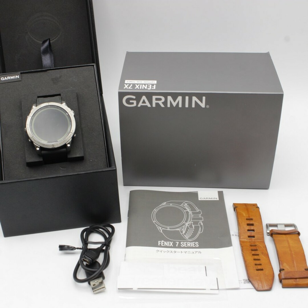 GARMIN(ガーミン)のGARMIN fenix 7X Sapphire Dual Power Ti/Chestnut Leather Band 010-02541-39 スマートウォッチ ガーミン フェニックス 本体 メンズの時計(腕時計(デジタル))の商品写真