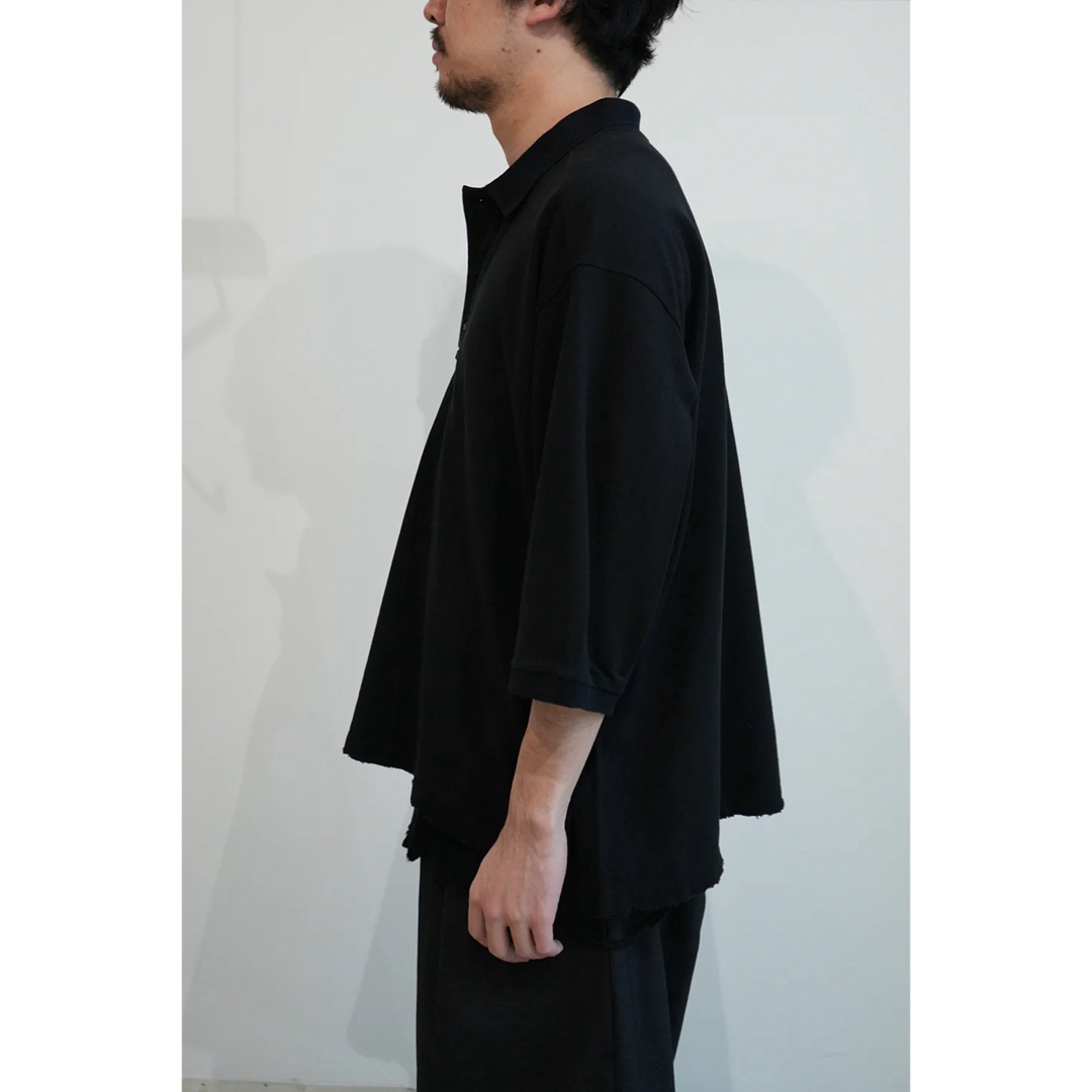 1LDK SELECT(ワンエルディーケーセレクト)のANCELLM 24SS AGING POLO SHIRT BLACK 2 メンズのトップス(ポロシャツ)の商品写真