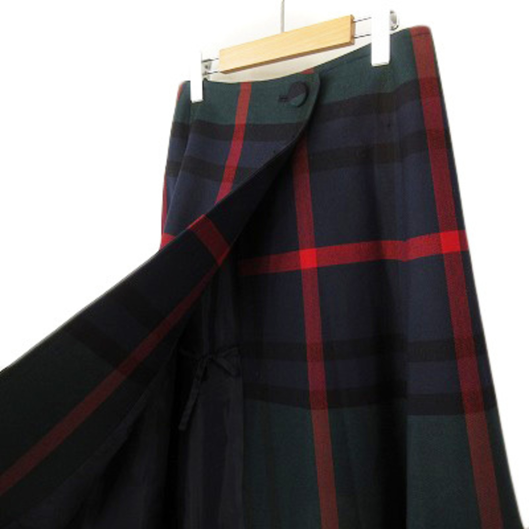 Yorkland(ヨークランド)のヨークランド YORKLAND ラップスカート チェック ウール 7AR 紺 レディースのスカート(ひざ丈スカート)の商品写真