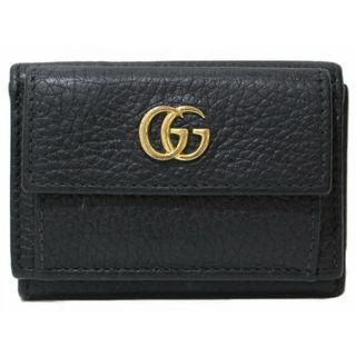 グッチ(Gucci)のGUCCI　グッチ　GGマーモントコンパクトウォレット　523277　三つ折り財布　折りたたみ財布　ミニ財布　ブラック　黒　シンプル　メンズ　レディース　ユニセックス　ギフト　プレゼント包装可【中古】松前R56号店(財布)