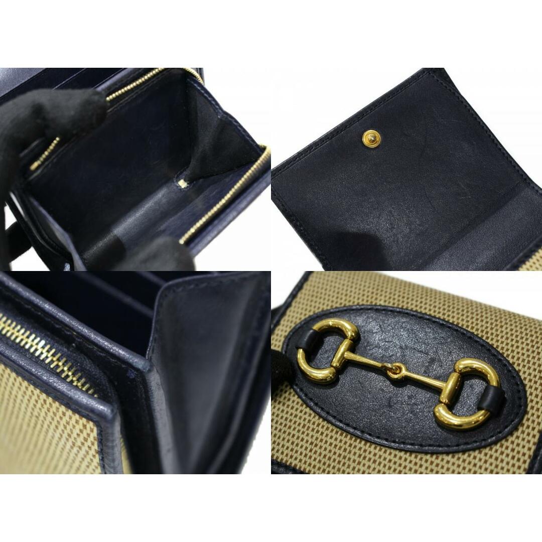 Gucci(グッチ)の【箱あり】GUCCI　グッチ　二つ折り財布　621891　ホースビット　折りたたみ財布　コンパクトウォレット　ベージュ×ネイビー　レディース　ギフト　プレゼント包装可【中古】松前R56号店 レディースのファッション小物(財布)の商品写真