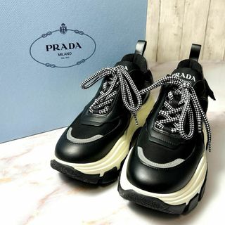 PRADA - 【美品】PRADA　プラダ　厚底　ダッドスニーカー　ペガサス　ブラック　37