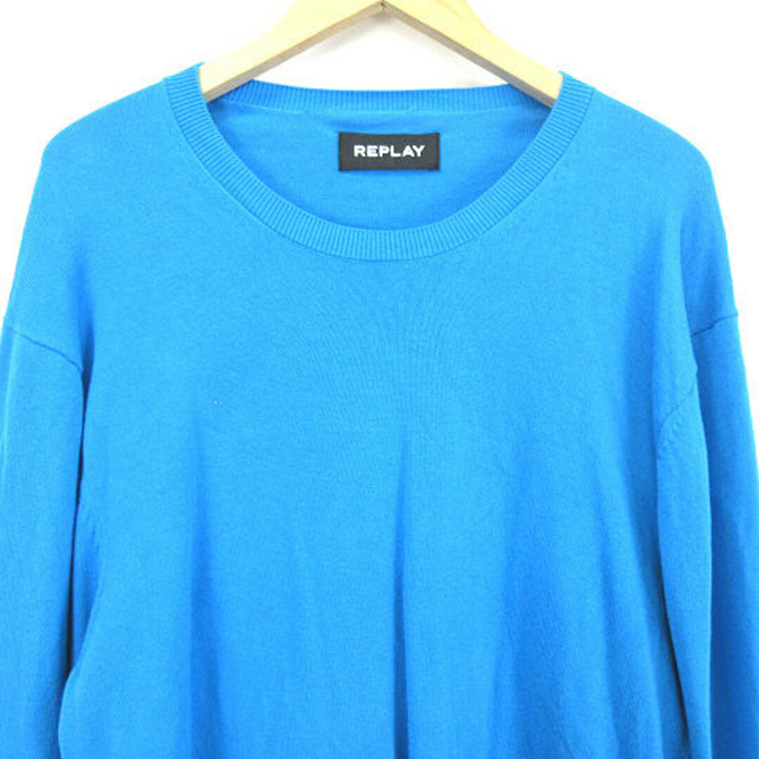 Replay(リプレイ)のリプレイ REPLAY 薄手 クルーネック ニット セーター 長袖 青  XL メンズのトップス(ニット/セーター)の商品写真