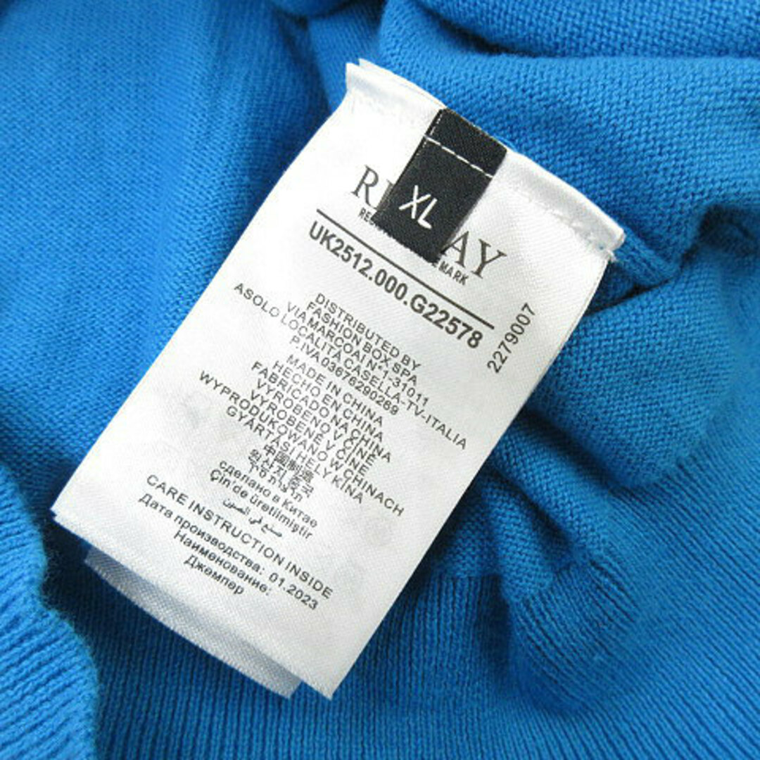 Replay(リプレイ)のリプレイ REPLAY 薄手 クルーネック ニット セーター 長袖 青  XL メンズのトップス(ニット/セーター)の商品写真