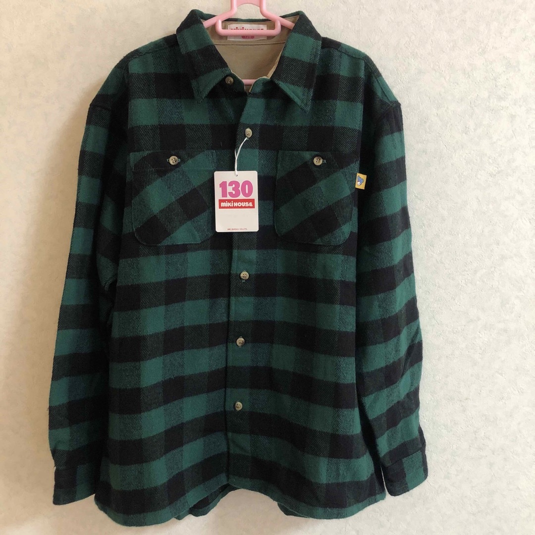 mikihouse(ミキハウス)のミキハウスネルシャツブロックチェック新品130 キッズ/ベビー/マタニティのキッズ服男の子用(90cm~)(ブラウス)の商品写真