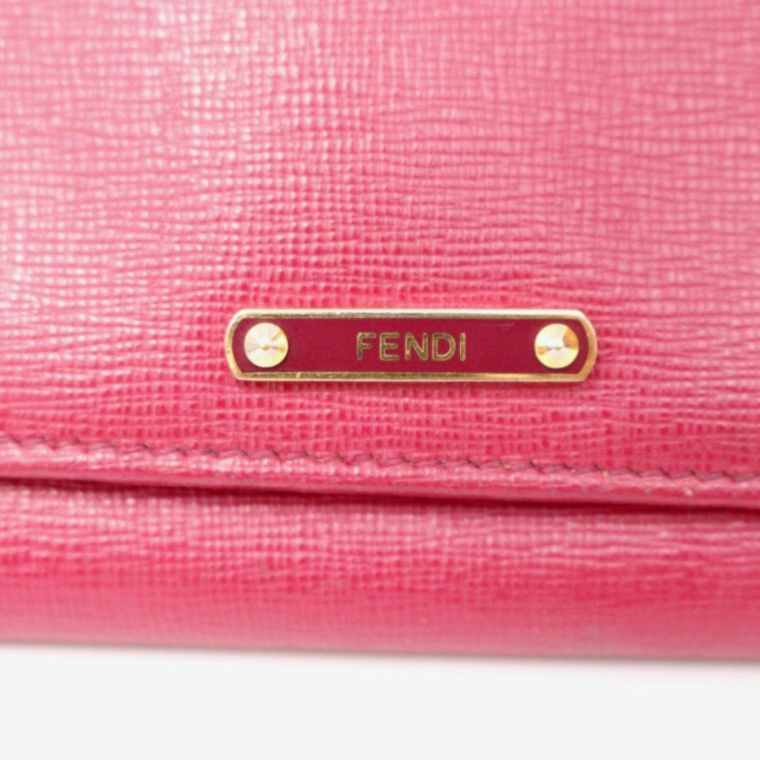 FENDI(フェンディ)のフェンディ 長財布 ロングウォレット メタルプレート レザー 本革 ピンク レディースのファッション小物(財布)の商品写真