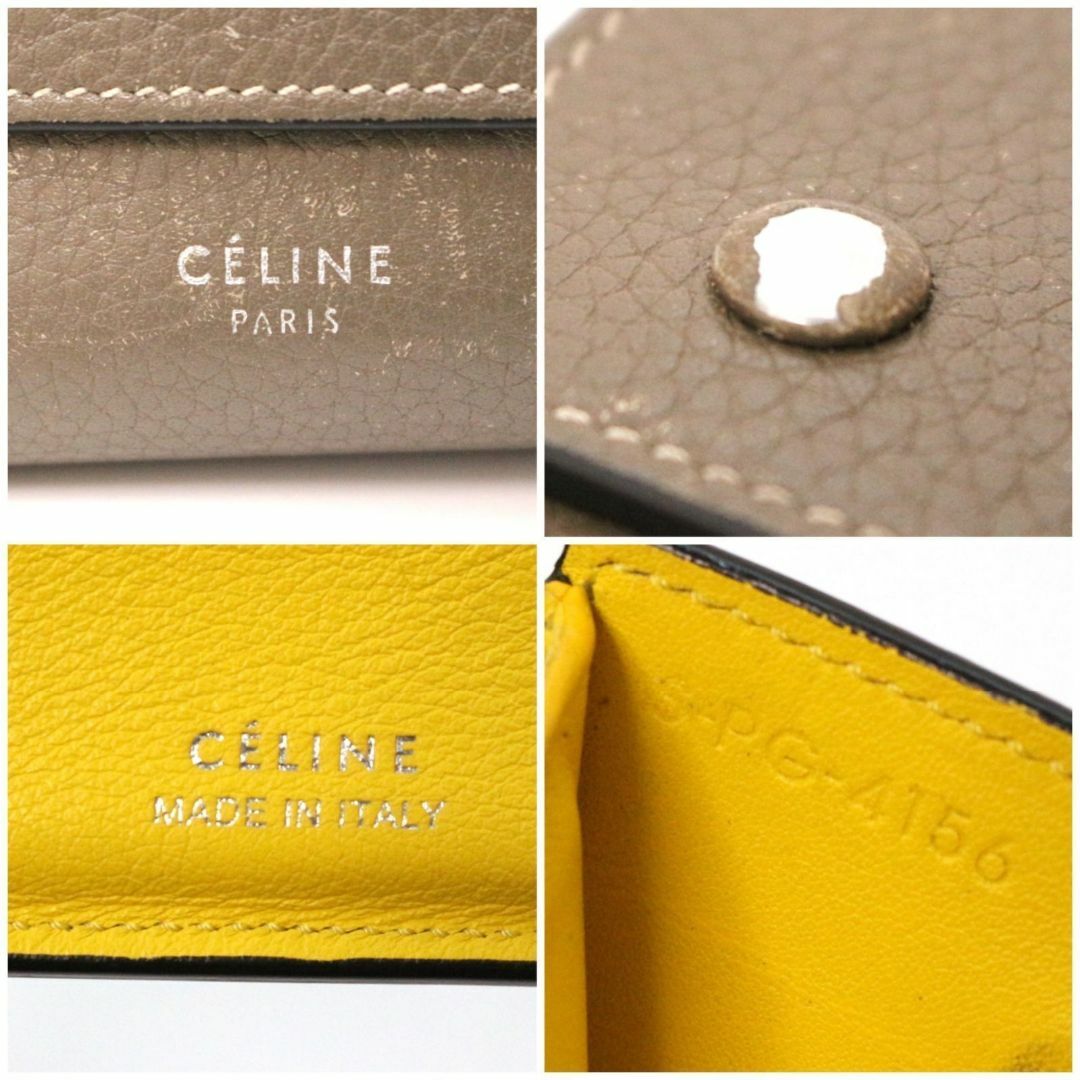 celine(セリーヌ)のセリーヌ 3つ折り財布 ウォレット バイカラー 小さい財布 ホック 本革 グレー レディースのファッション小物(財布)の商品写真