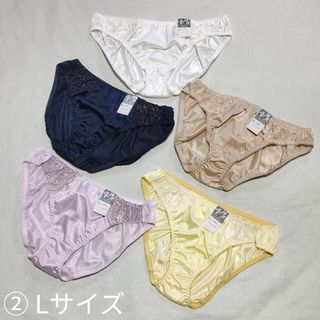 ②新品タグ付 Lサイズ ショーツ パンティ 5枚セット 女性用下着 サテン生地(ショーツ)