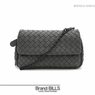 ボッテガヴェネタ(Bottega Veneta)の美品 ボッテガ ヴェネタ イントレチャート チェーン ショルダーバッグ 310774 グレー系 ガンメタ金具(ショルダーバッグ)