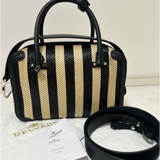 DELVAUX - DELVAUX デルヴォー クールボックスMM ハンドバッグ レザー ラフィア