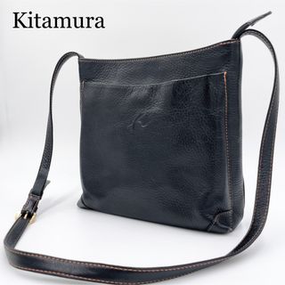 Kitamura - 【美品】キタムラ　ショルダーバッグ　シボ革　ゴールド金具　オレンジステッチ