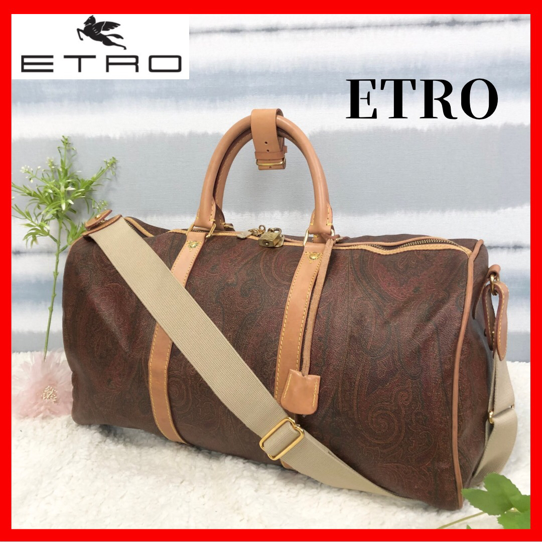 ETRO(エトロ)のヴィンテージ【ETRO】エトロ 2WAY ボストンバッグ　ペイズリー　ブラウン レディースのバッグ(ボストンバッグ)の商品写真