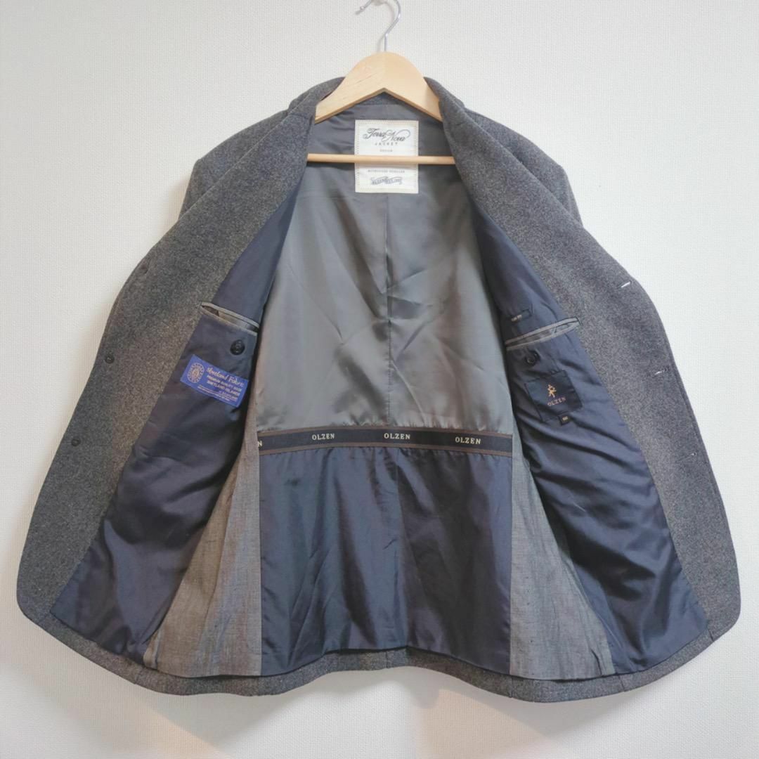 MS197/美品 OLZEN ジャケット アウター 無地 裏地有り 灰色 100 メンズのジャケット/アウター(テーラードジャケット)の商品写真