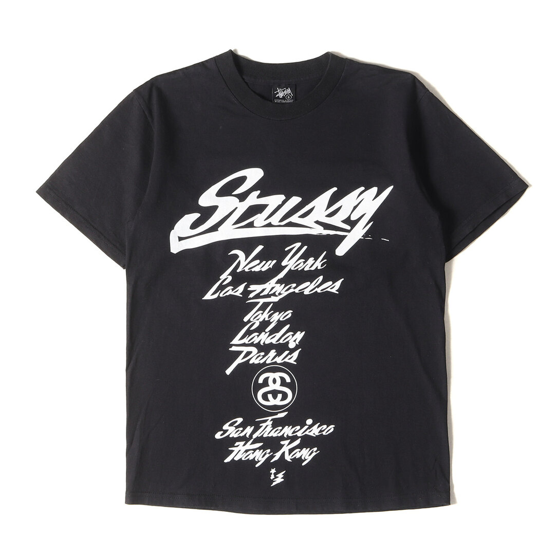 STUSSY(ステューシー)のSTUSSY ステューシー Tシャツ サイズ:S 00s WTAPS ワールドツアー クルーネック 半袖Tシャツ 2006年製 ブラック 黒 トップス カットソー ダブルタップス コラボ【メンズ】【中古】 メンズのトップス(Tシャツ/カットソー(半袖/袖なし))の商品写真