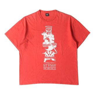 ステューシー(STUSSY)のSTUSSY ステューシー Tシャツ サイズ:XL 00s 天使 悪魔 グラフィック クルーネック 半袖Tシャツ レッド 00年代 アーカイブ トップス カットソー【メンズ】【中古】(Tシャツ/カットソー(半袖/袖なし))