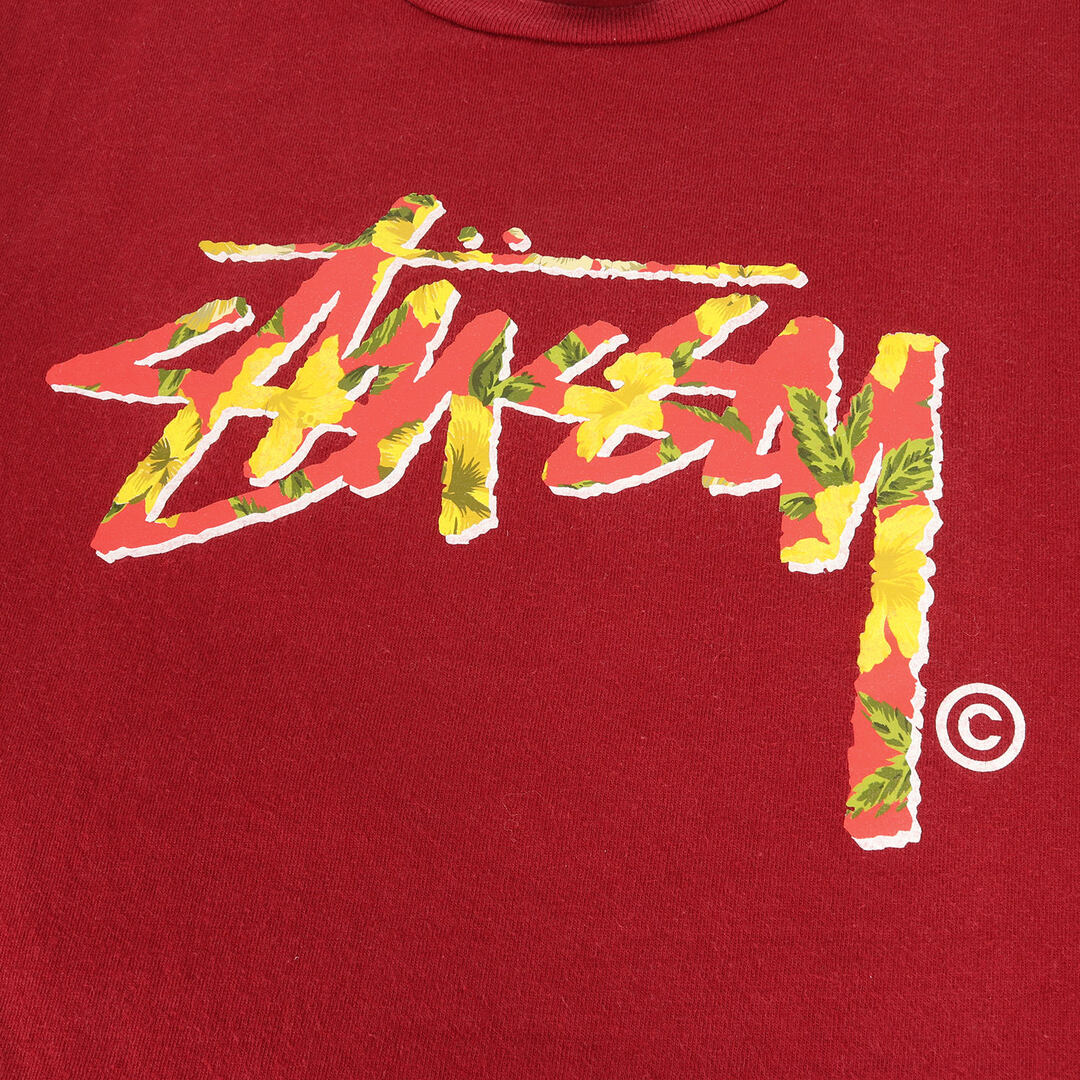 STUSSY(ステューシー)のSTUSSY ステューシー Tシャツ サイズ:XL フラワー柄 ストックロゴ クルーネック 半袖Tシャツ バーガンディー トップス カットソー【メンズ】【中古】 メンズのトップス(Tシャツ/カットソー(半袖/袖なし))の商品写真