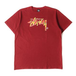 ステューシー(STUSSY)のSTUSSY ステューシー Tシャツ サイズ:XL フラワー柄 ストックロゴ クルーネック 半袖Tシャツ バーガンディー トップス カットソー【メンズ】【中古】(Tシャツ/カットソー(半袖/袖なし))