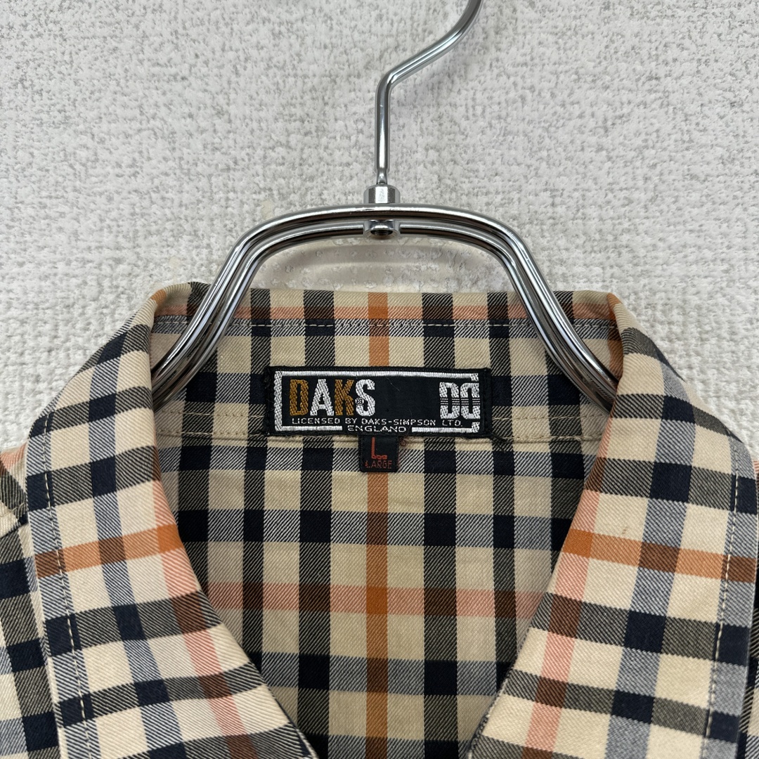 DAKS ダックス 長袖シャツ チェック柄 ハーフボタン ベージュ系 サイズL ヴィンテージ ネ メンズのトップス(シャツ)の商品写真