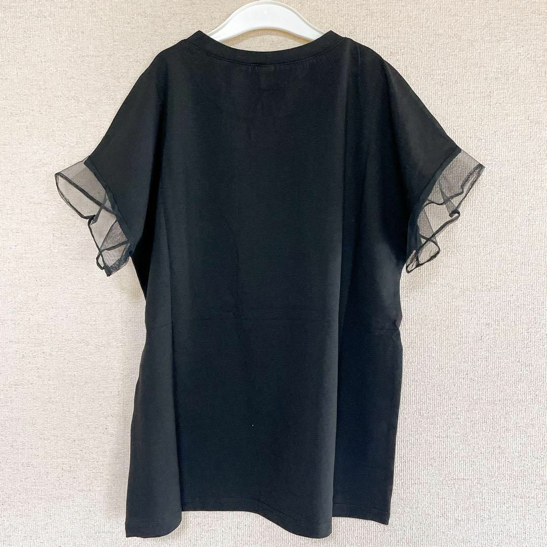 メッシュスリーブ Tシャツ 黒　ブラック　シンプル　オルチャン　上品 レディースのトップス(Tシャツ(半袖/袖なし))の商品写真