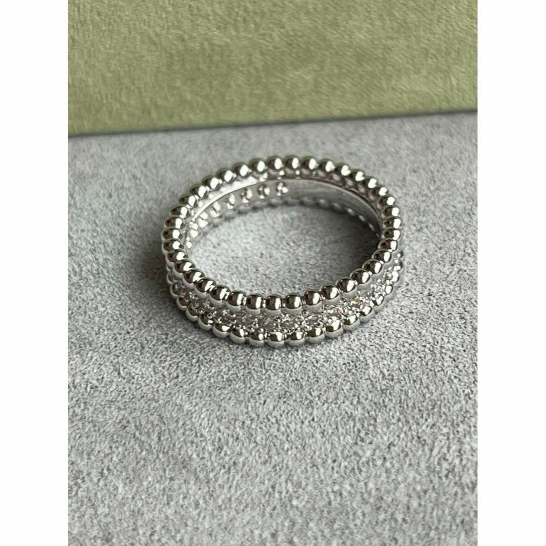 最高品質　ホワイトゴールド　14号 一連 リング指輪 ダイヤモンド　モアナサイト レディースのアクセサリー(リング(指輪))の商品写真