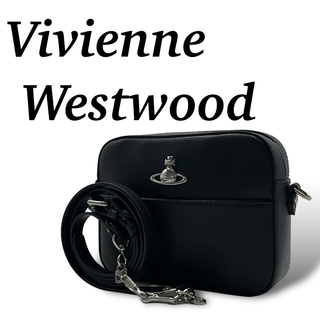 ヴィヴィアンウエストウッド(Vivienne Westwood)の美品　ヴィヴィアンウエストウッド　ショルダーバッグ　オーブ　レザー　ネイビー(ショルダーバッグ)