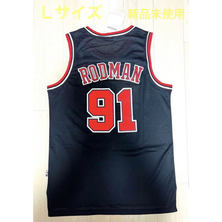 【NBA】ブルズ激レア人気デニスロッドマンゲームシャツ黒 NBAファイナルズ L