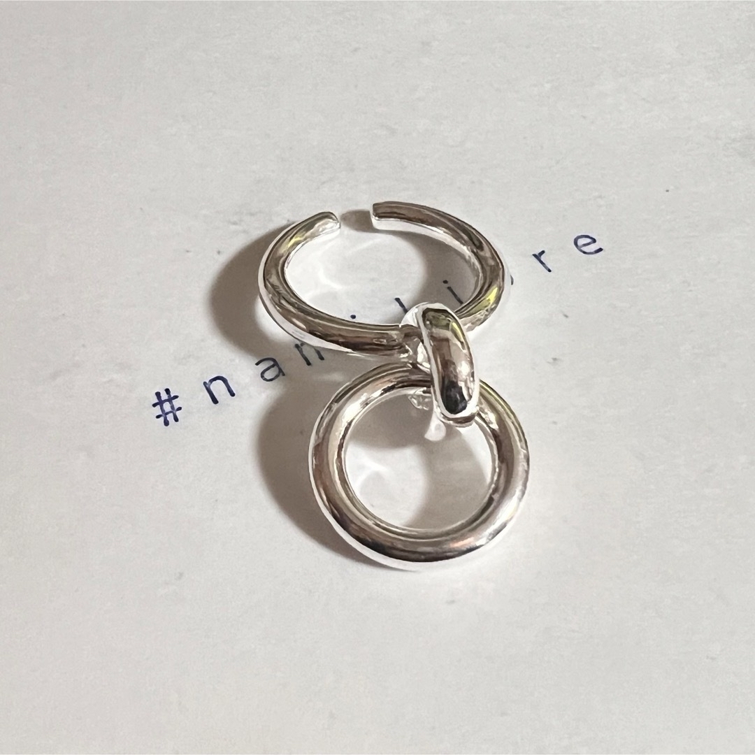 シルバーリング 925 銀 サークルチャーム 輪っか ダブルリング 韓国 指輪 メンズのアクセサリー(リング(指輪))の商品写真