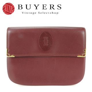 Cartier - 【中古】 カルティエ ポーチ マストライン レザー ボルドー ゴールド金具 普段使い 小物 must de cartier レディース 女性 CARTIER