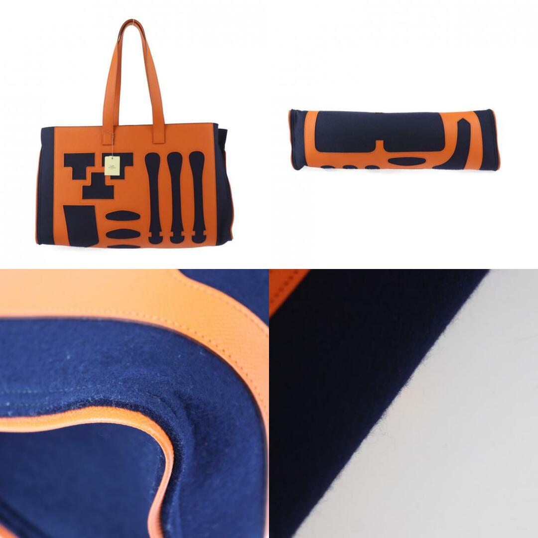 Hermes(エルメス)のHERMES エルメス プティアッシュ トートGM トートバッグ 1040008-62 ヴォーエプソン フェルト  オレンジ ネイビー  ショルダーバッグ 【本物保証】 レディースのバッグ(トートバッグ)の商品写真