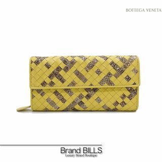 Bottega Veneta - 未使用品 ボッテガ ヴェネタ イントレチャート 長財布 150509 パイソンレザー ラムレザー ガンメタ金具