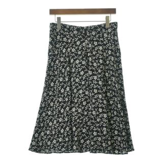 エトロ(ETRO)のETRO エトロ ひざ丈スカート 42(M位) 黒xアイボリー(総柄) 【古着】【中古】(ひざ丈スカート)