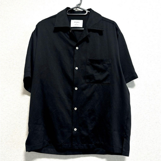 ステュディオス(STUDIOUS)のSTUDIOUS ステュディオス フィブリルサテンオープンカラーシャツ ブラック(シャツ)