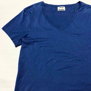 アクネストゥディオズ(Acne Studios)の【美品】Acne×アメリカンラグシー Uネック半袖Tシャツ S 青 別注 アクネ(Tシャツ/カットソー(半袖/袖なし))