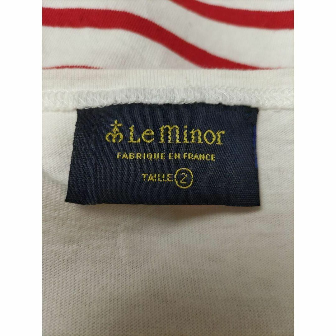 Le Minor(ルミノア)のLe minor ルミノア ボートネック 7分袖 ボーダーTシャツ 赤 2  レディースのトップス(Tシャツ(長袖/七分))の商品写真