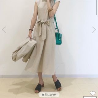 ロペピクニック(Rope' Picnic)のロペピクニック  ノースリーブワンピース　麻　ベージュ　美品(ロングワンピース/マキシワンピース)