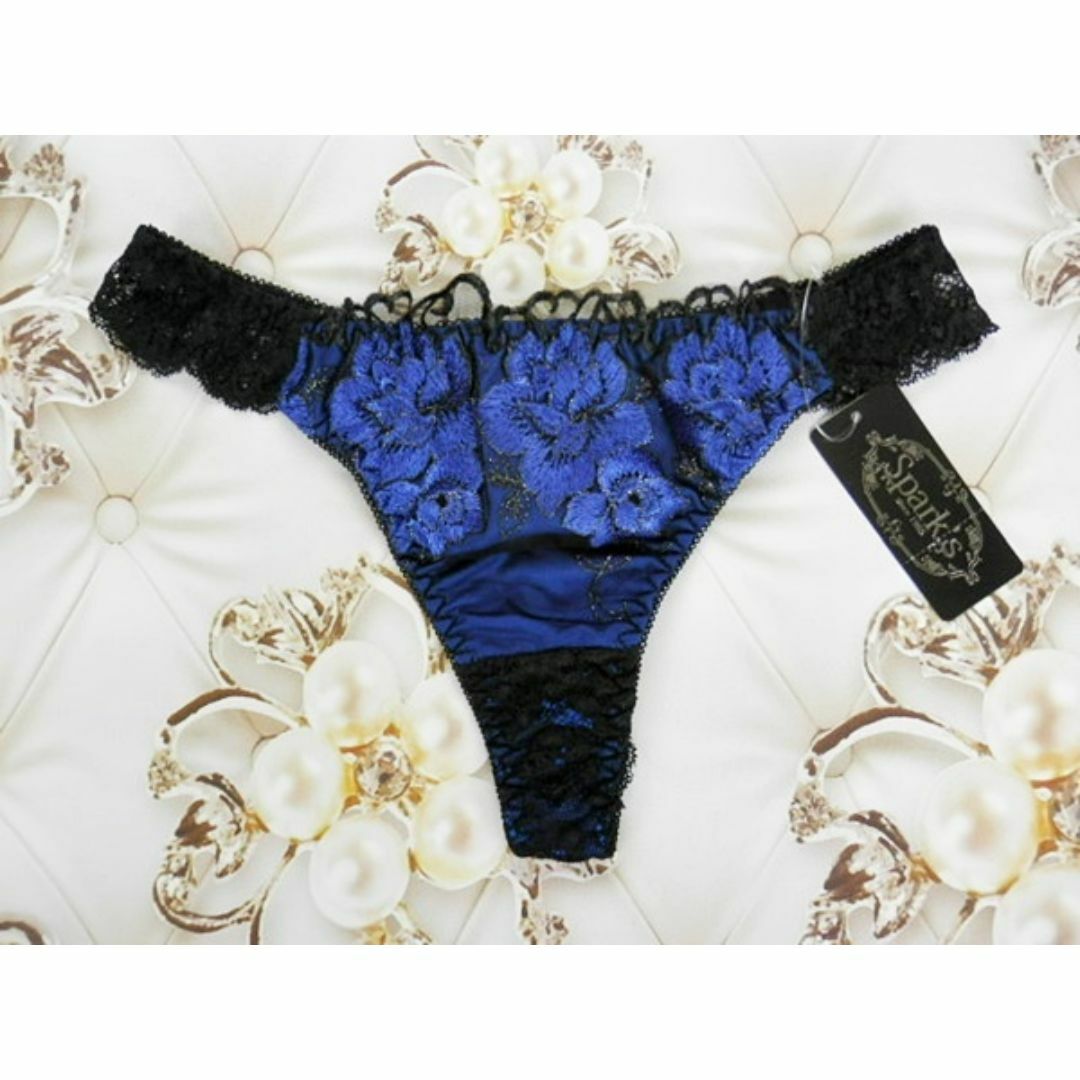 PA12★D70 M★脇高ブラ Ｔバックショーツセット Ｗパッド 青紺 レディースの下着/アンダーウェア(ブラ&ショーツセット)の商品写真