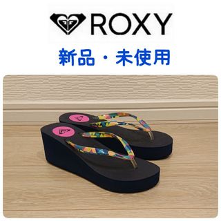 ロキシー(Roxy)の新品　未使用　ROXY　ロキシー　厚底　ビーチサンダル　ネイビー(ビーチサンダル)