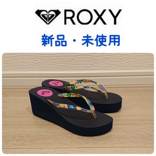 ロキシー(Roxy)の値下げ　新品　未使用　ROXY　ロキシー　厚底　ビーチサンダル　ネイビー(ビーチサンダル)