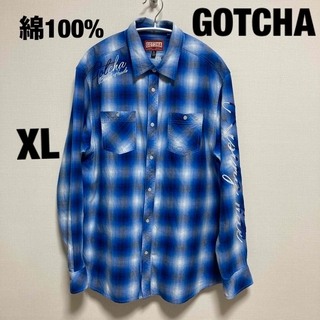 ガッチャ(GOTCHA)のGOTCHAメンズシャツ　トップス長袖　古着　綿100%XLサイズ(シャツ)