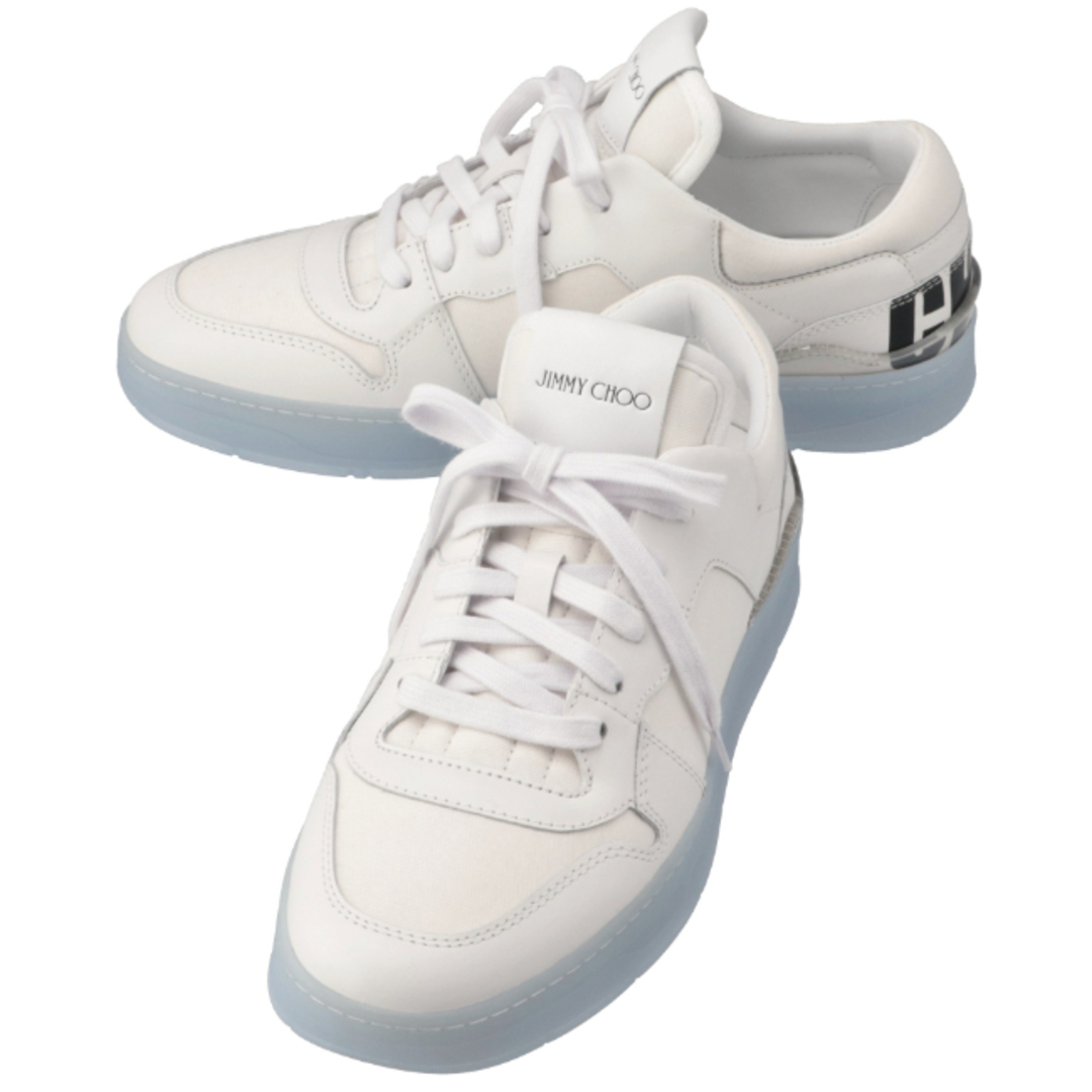 JIMMY CHOO(ジミーチュウ)のジミーチュウ/JIMMY CHOO シューズ メンズ カーフレザー×キャンバス スニーカー WHITE 2024年春夏新作 FLORENTM-ZUL-0022 _0410ff メンズの靴/シューズ(スニーカー)の商品写真