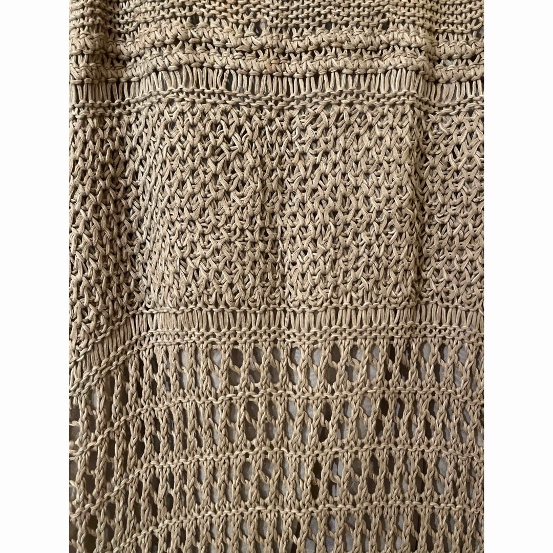 goa(ゴア)のゴア　ニットロングスカート　フリンジ付き　ベージュ　透かし編み レディースのスカート(ロングスカート)の商品写真