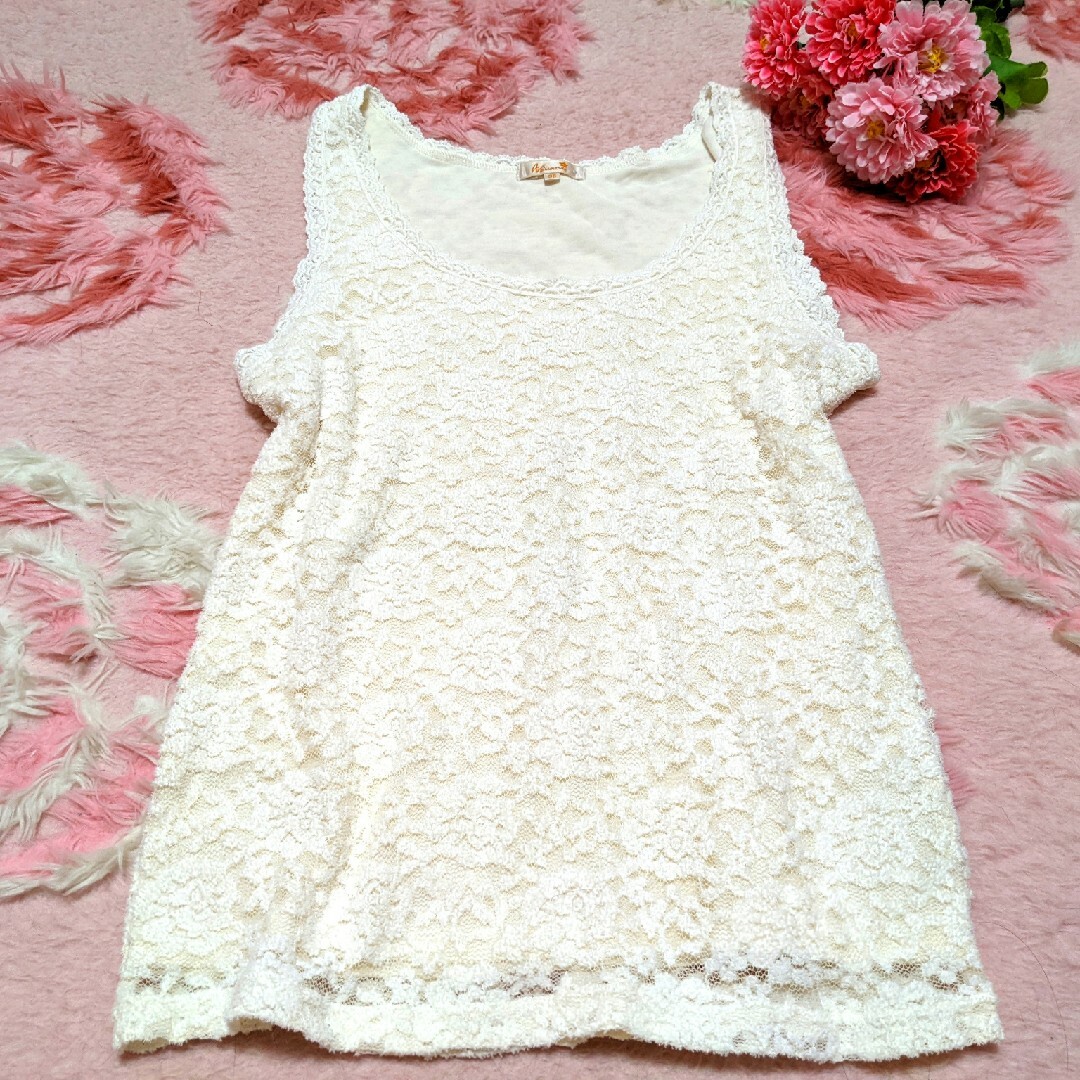 axes femme(アクシーズファム)のaxes femme♥白♥柔らか♥花柄＆レース❤お洋服 レディースのトップス(カットソー(半袖/袖なし))の商品写真