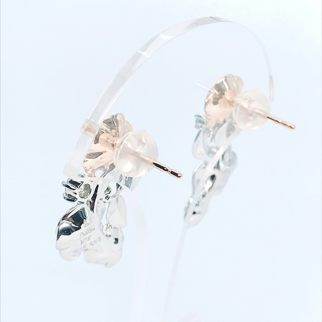 0.38ct バラ ダイヤモンドピアス PT950 K18 薔薇 ブランド レディースのアクセサリー(ピアス)の商品写真