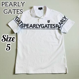 PEARLY GATES - パーリーゲイツ ポロシャツ ホワイト ロゴ ポコポコ ディンプル 2021年製