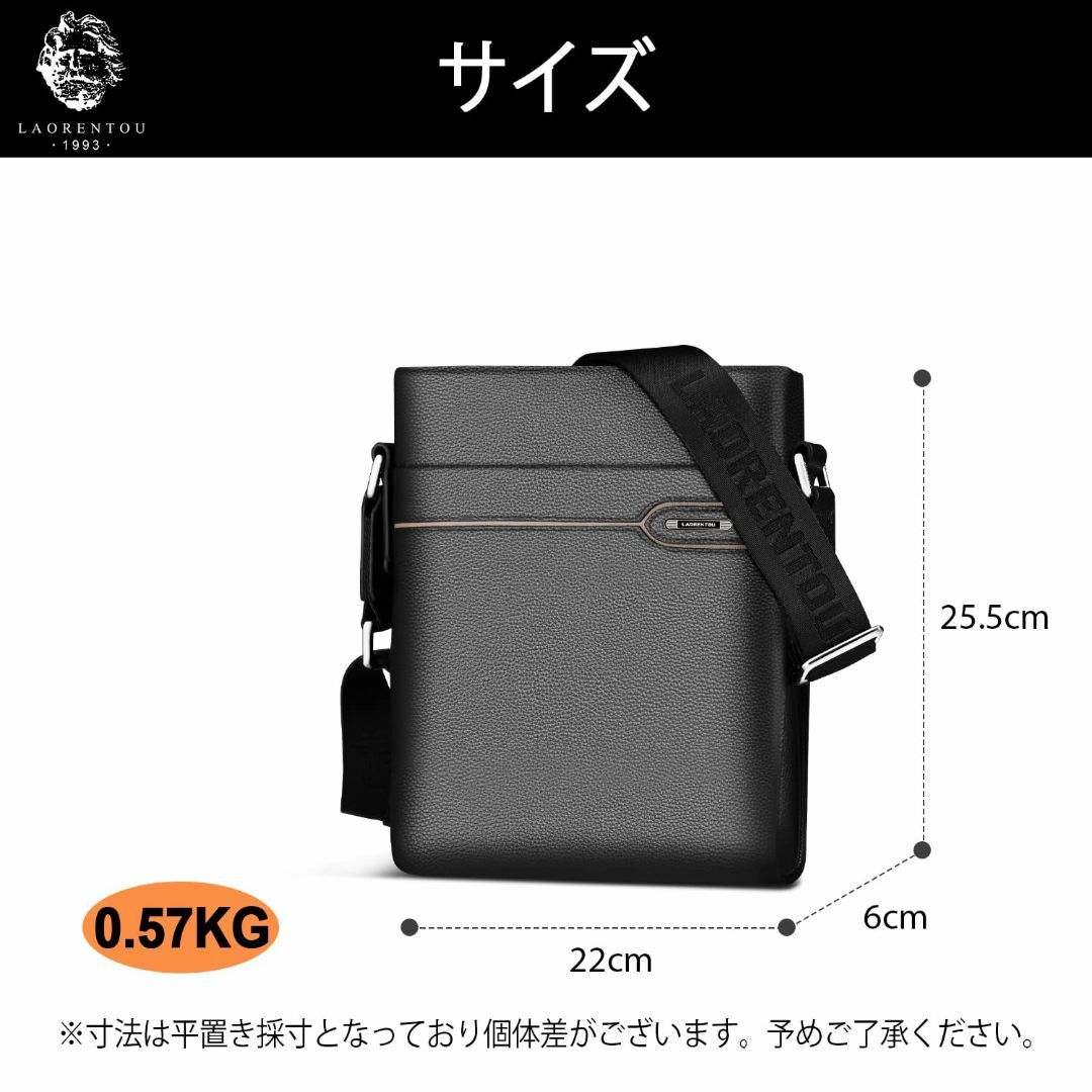 【色: ブラック】[LAORENTOU] ショルダーバッグ メンズ 高級牛本革  メンズのバッグ(その他)の商品写真